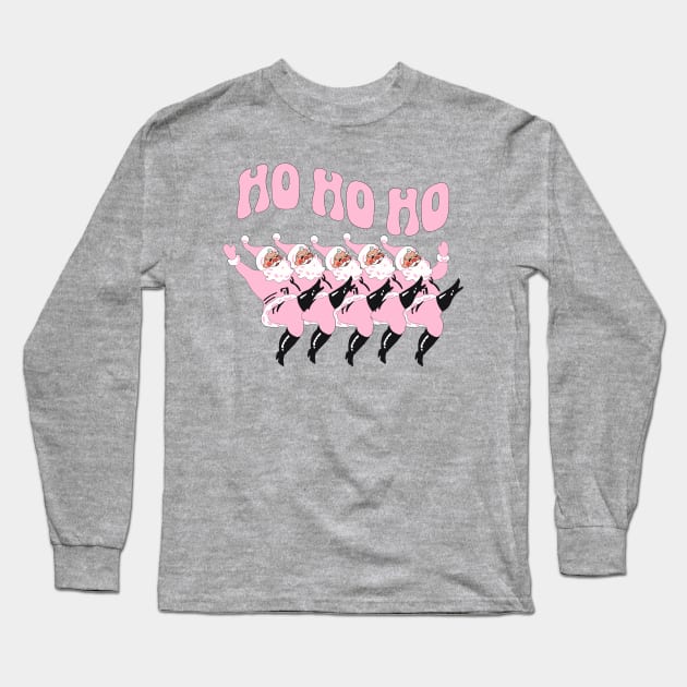 Pink Christmas, Retro Santa Funny Christmas Long Sleeve T-Shirt by SilverLake